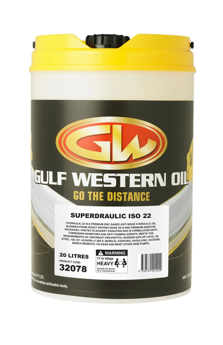 Gulf Western Superdraulic Range – ISO 15, 22, 32, 46, 68, 100 – 20L (ISO15) (320092)