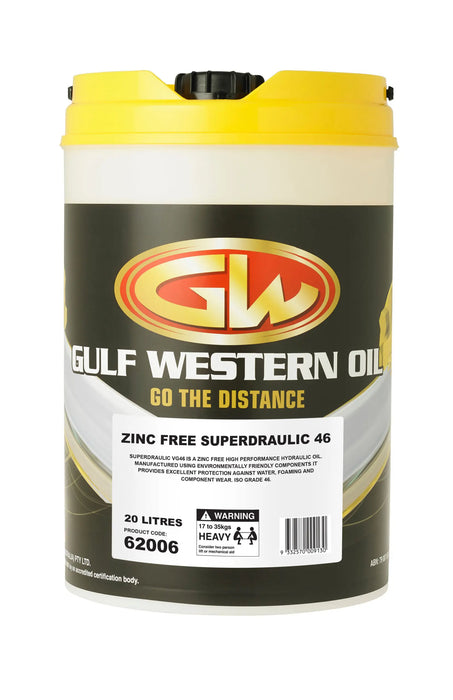 Gulf Western Superdraulic Zinc Free Range – ISO 46 & 68 – 205L (ISO46) (60006)