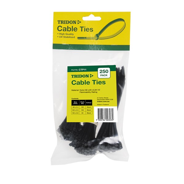 CTP11 - Cable Tie Combo Pack - Black