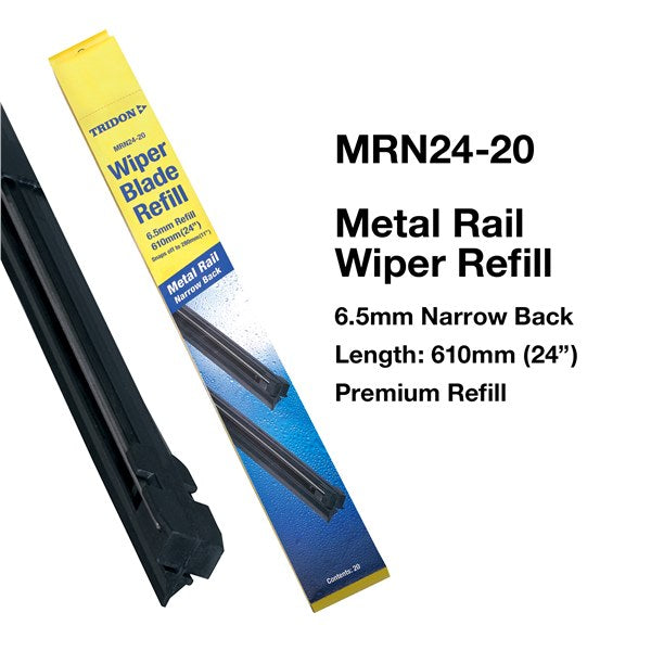 MRN24-20 - Wiper Refill Metal Rail - Narrow Back 20 Pack