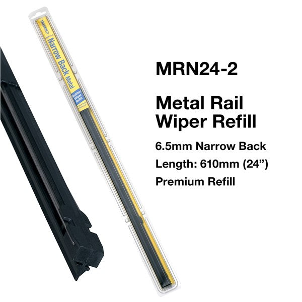 MRN24-2 - Wiper Refill Metal Rail - Narrow Back 2 Pack