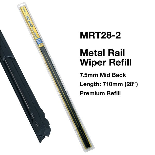 MRT28-2 - Wiper Refill Metal Rail - Mid Back (Tapered) 2 Pack