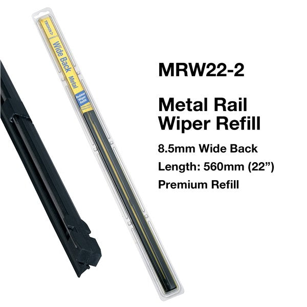 MRW22-2 - Wiper Refill Metal Rail - Wide Back 2 Pack