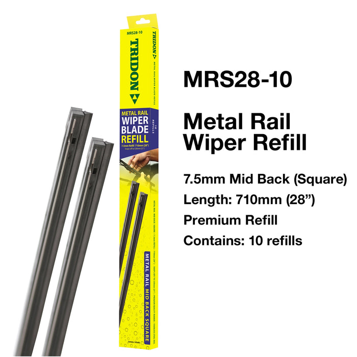MRS28-10 - Wiper Refill Metal Rail - Mid Back (Square) 10 Pack