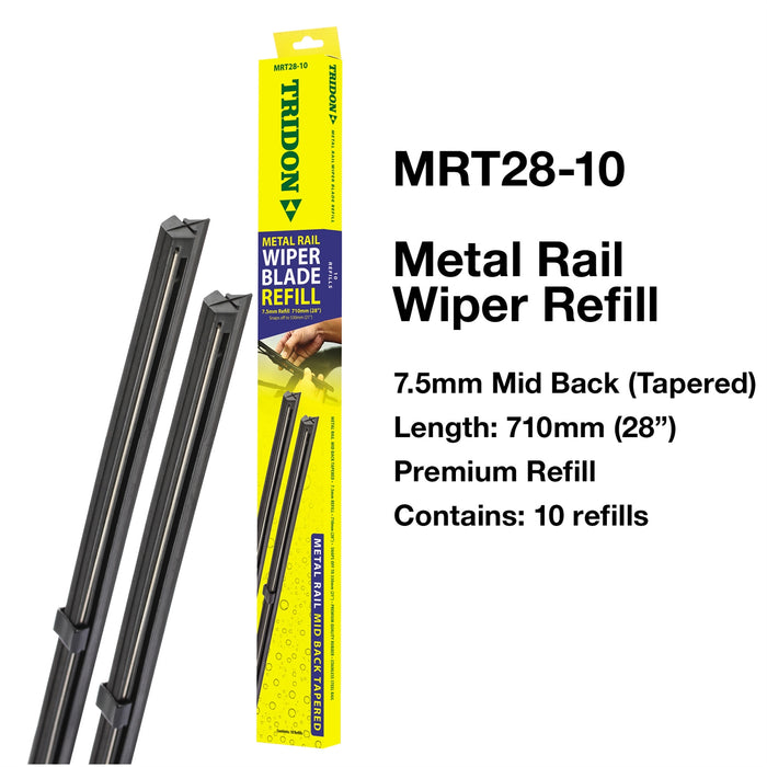 MRT28-10 - Wiper Refill Metal Rail - Mid Back (Tapered) 10 Pack