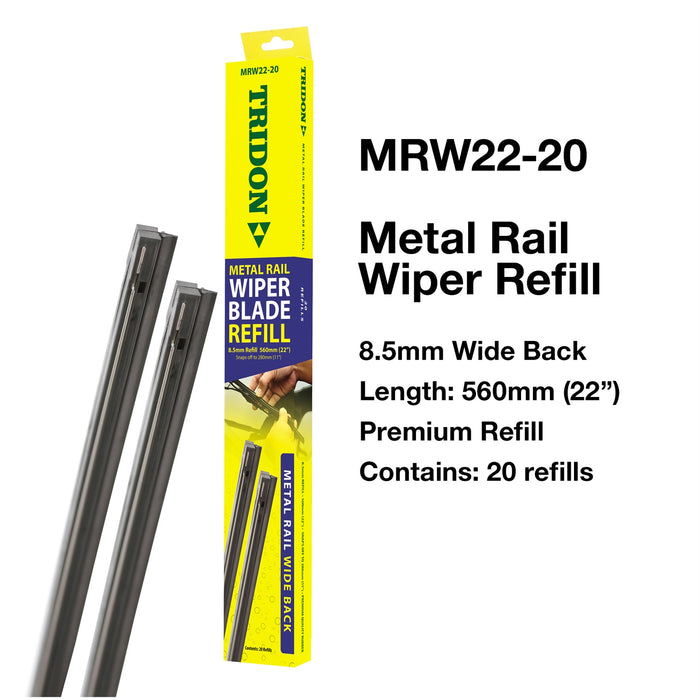 MRW22-20 - Wiper Refill Metal Rail - Wide Back 20 Pack